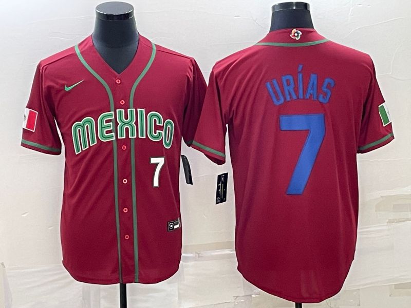 Men 2023 World Cub Mexico #7 Urias Red Nike MLB Jersey3->more jerseys->MLB Jersey